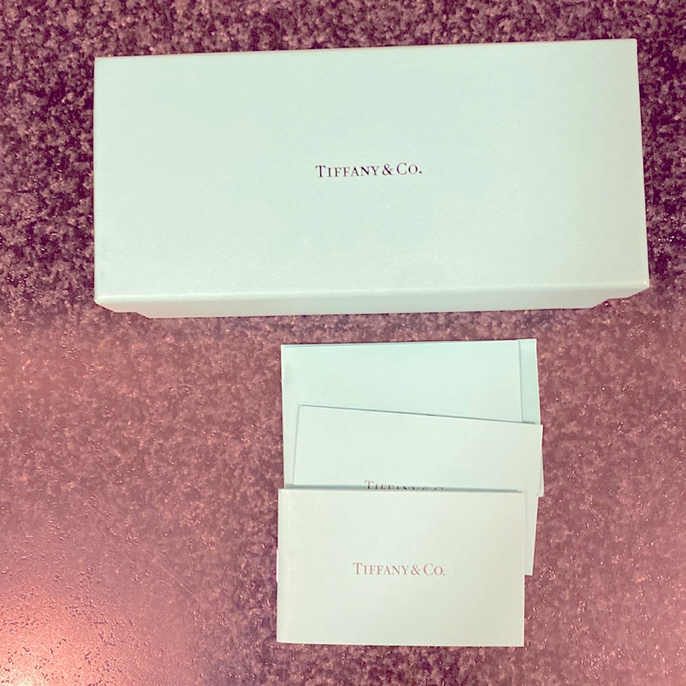Tiffany eye glasses case box only + paperwork pouch.